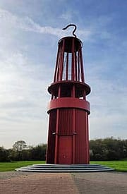 Das Geleucht, eine große Bergmannlampe, auf der Halde Rheinpreußen