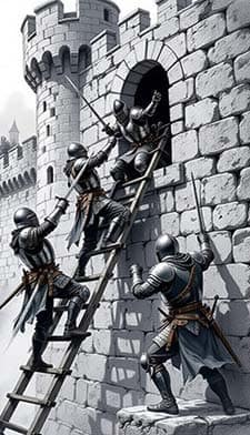 Sage Rolandseck - Ritter erklimmen die Mauer der Burg