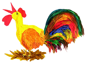 Sonnengedicht, krähender Hahn