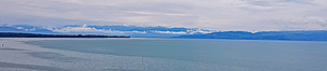 Sicht vom Moleturm zu den Alpen, Friedrichshafen am Bodensee