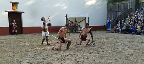 Gladiatoren-Vorstellung im Archeon in Alphen aan den Rijn